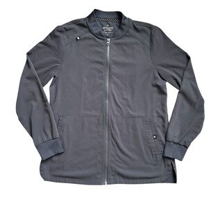 Beyond Scrubs Dark Gray Zip Up Jacket size small